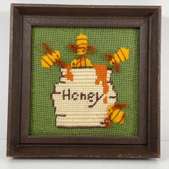 Unbranded Other - Vintage Honey Pot and Bees Cross Stitch Embroidery